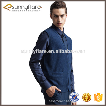 2016 new fashion men knitting pure cashmere v-neck vest